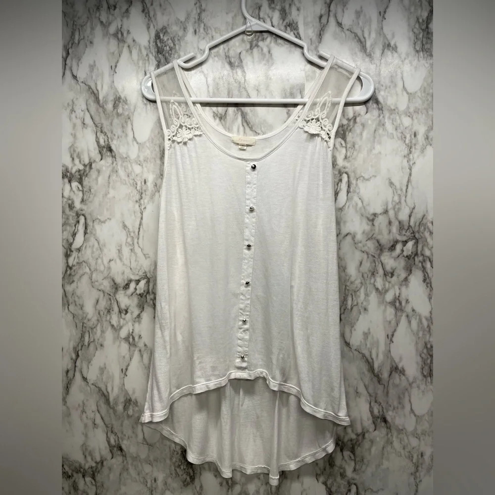 Pearl lace bottom up tank top